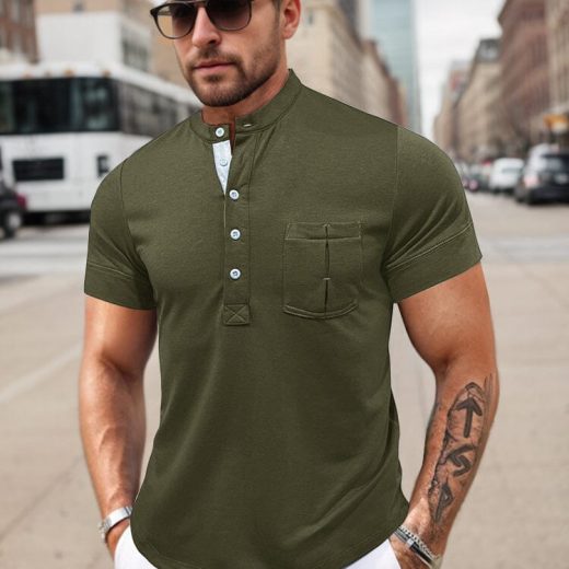 Basic Breathable Henley Shirt