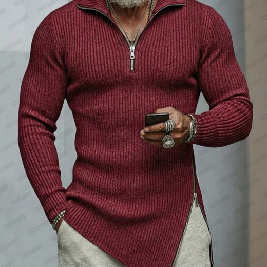 Trendy Asymmetric Hem Elastic Knit Top