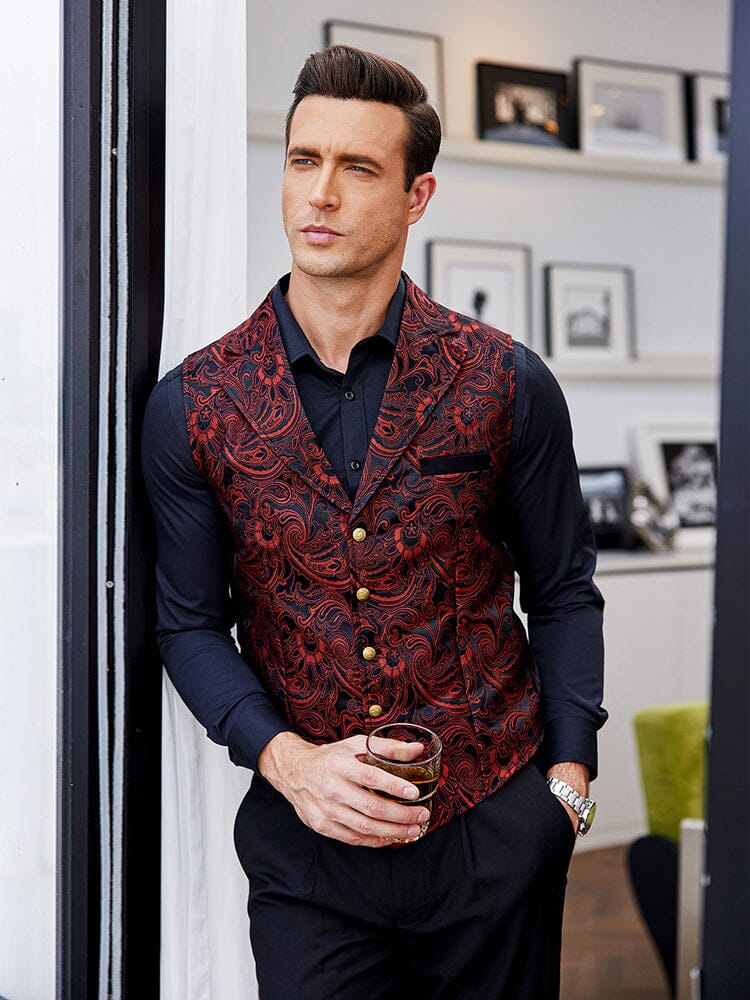 Luxury Floral Tuxedo Vest