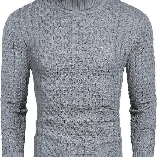 Slim Fit Turtleneck Knitted Twisted Pullover Sweaters