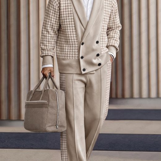 Quiet Luxury Houndstooth Splicing Matching Set
