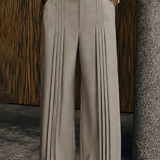 Polished Casual Front-Pleat Design Suit Pants