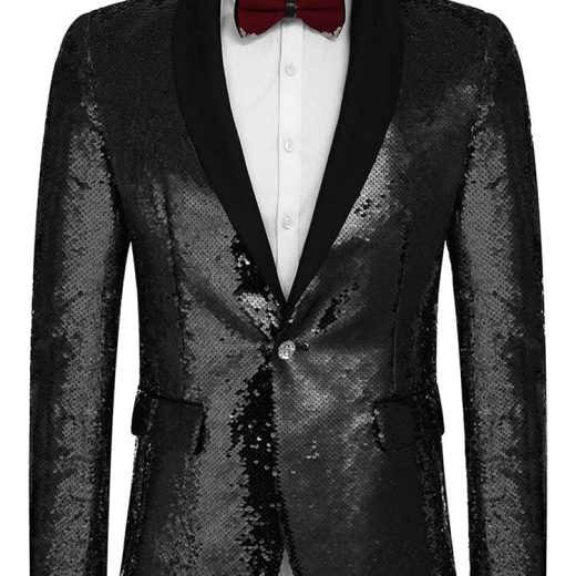 Shiny Sequin Blazer Tuxedo Suit