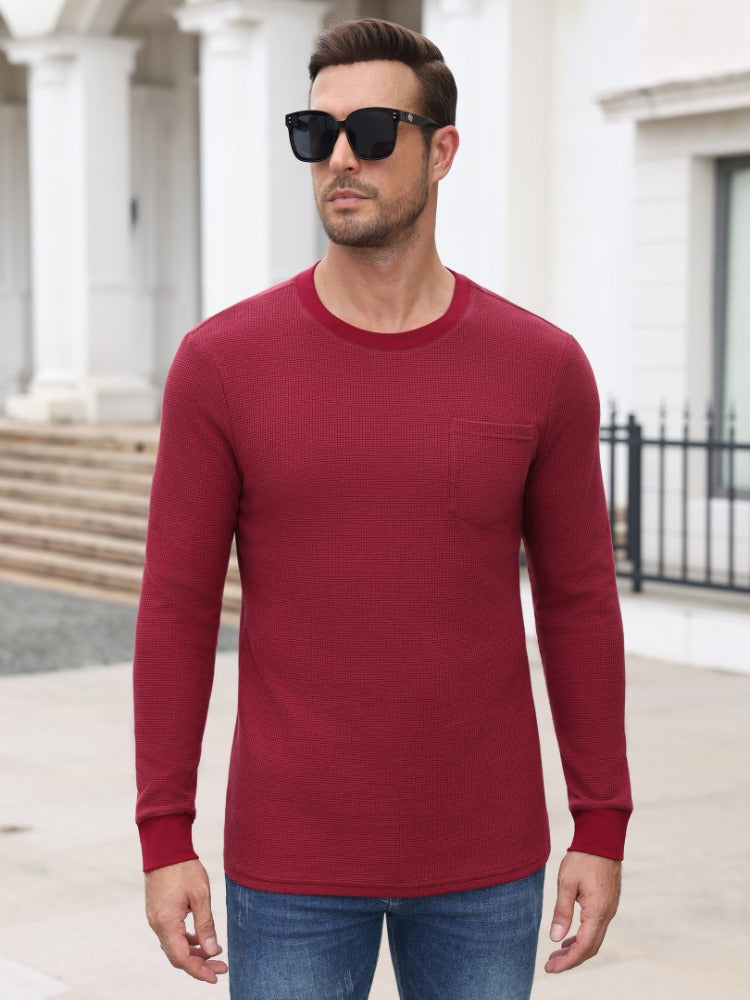 Waffle Knit Long Sleeve T-Shirt
