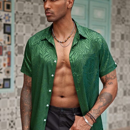 Silk Satin Jacquard Shirt