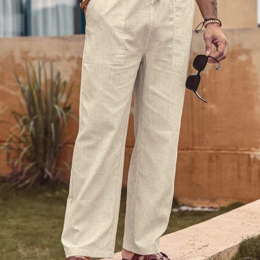 Linen Style Elastic Waist Yoga Pants