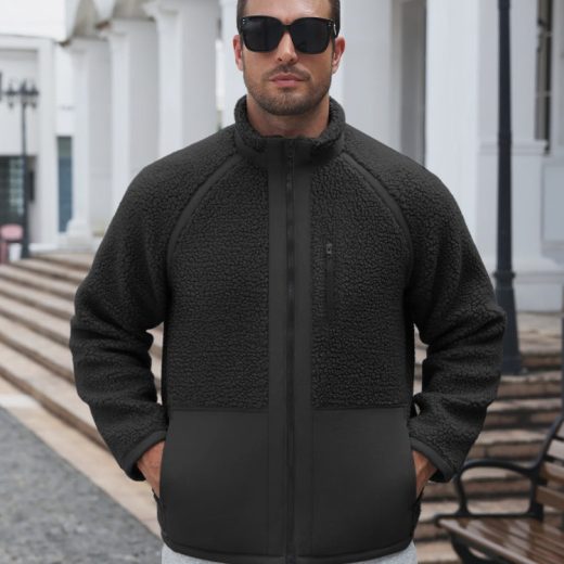 Color Block Sherpa Fleece Jacket