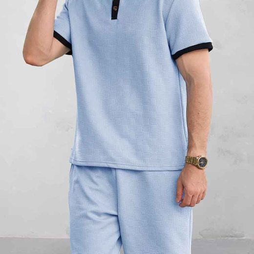 Versatile Style Jacquard Polo Shirt Set