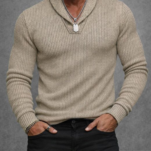 Comfortable Fit Shawl Collar Knit Top