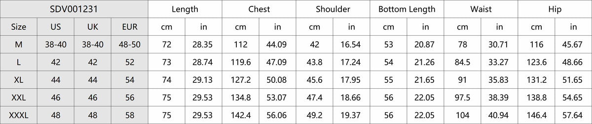 Product details and measurements