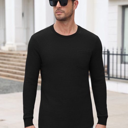 Waffle Knit Long Sleeve T-Shirt