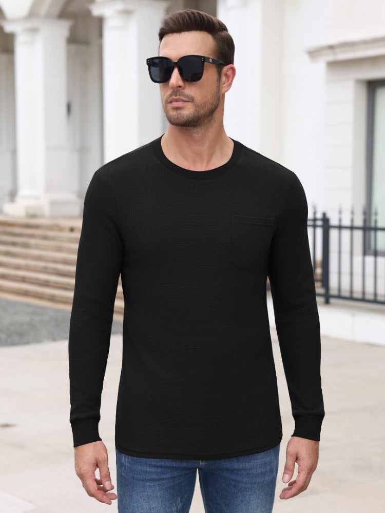 Waffle Knit Long Sleeve T-Shirt